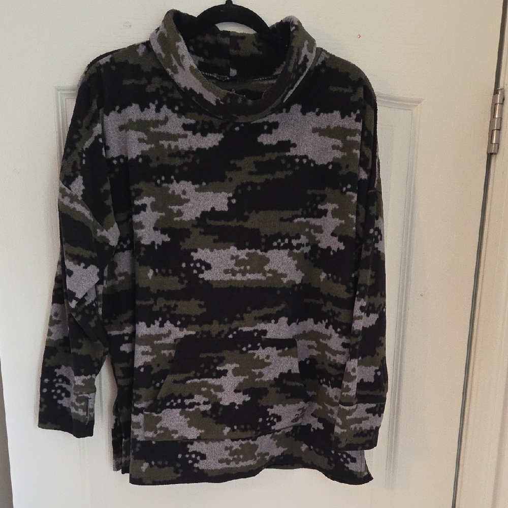 Camouflage Cowl Neck Sweatshirt